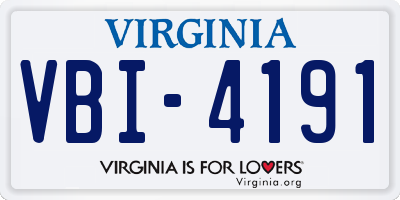 VA license plate VBI4191