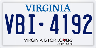 VA license plate VBI4192