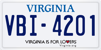 VA license plate VBI4201