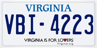 VA license plate VBI4223