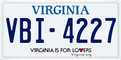 VA license plate VBI4227