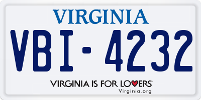 VA license plate VBI4232