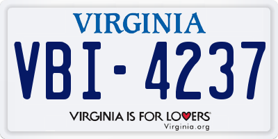 VA license plate VBI4237