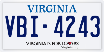VA license plate VBI4243