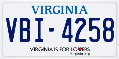 VA license plate VBI4258