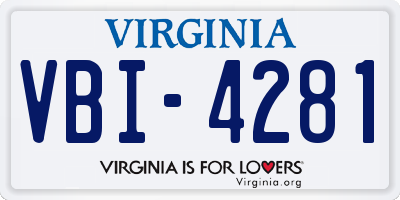 VA license plate VBI4281