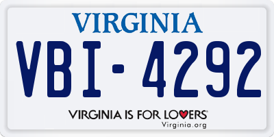 VA license plate VBI4292