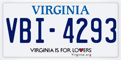 VA license plate VBI4293