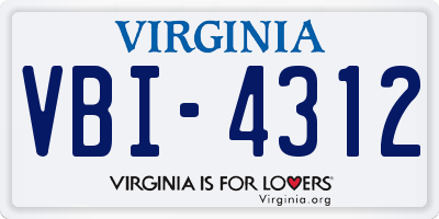 VA license plate VBI4312