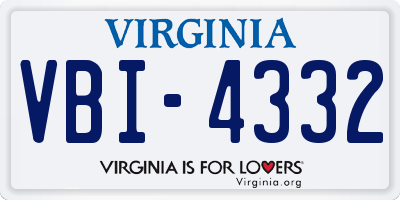 VA license plate VBI4332