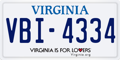 VA license plate VBI4334