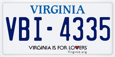VA license plate VBI4335