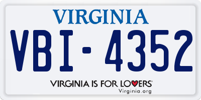VA license plate VBI4352