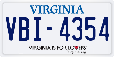 VA license plate VBI4354