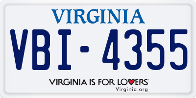 VA license plate VBI4355
