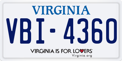 VA license plate VBI4360