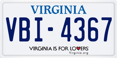 VA license plate VBI4367