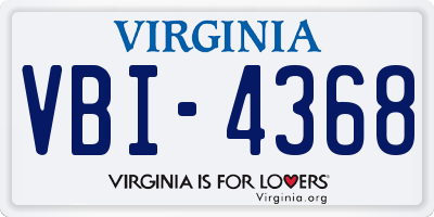 VA license plate VBI4368