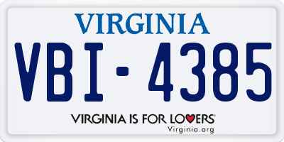 VA license plate VBI4385
