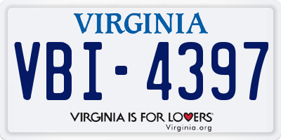 VA license plate VBI4397