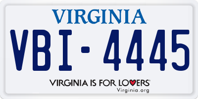 VA license plate VBI4445