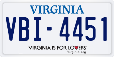VA license plate VBI4451