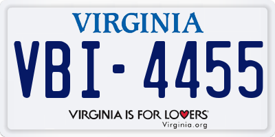 VA license plate VBI4455