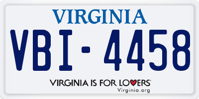 VA license plate VBI4458