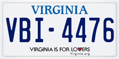 VA license plate VBI4476