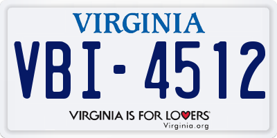 VA license plate VBI4512