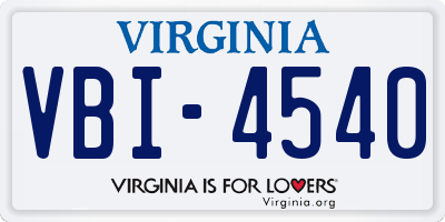 VA license plate VBI4540