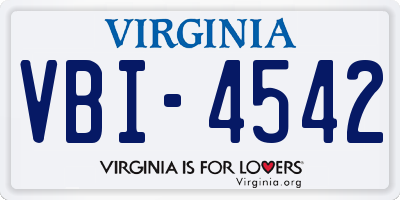 VA license plate VBI4542