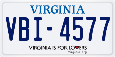 VA license plate VBI4577