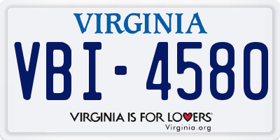 VA license plate VBI4580