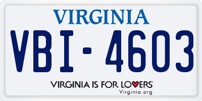VA license plate VBI4603