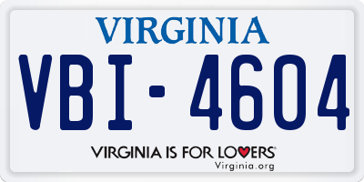 VA license plate VBI4604