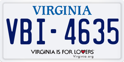 VA license plate VBI4635