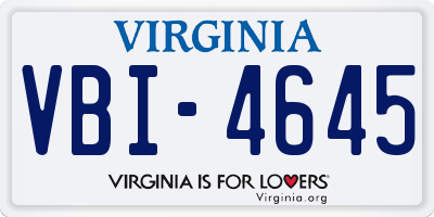 VA license plate VBI4645