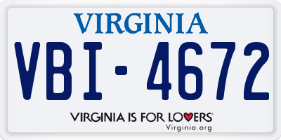 VA license plate VBI4672
