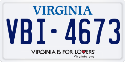 VA license plate VBI4673