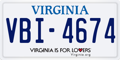 VA license plate VBI4674