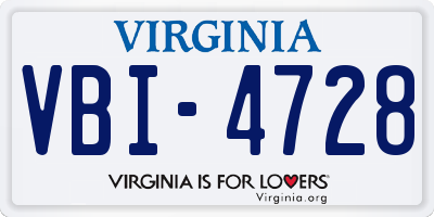 VA license plate VBI4728