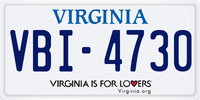 VA license plate VBI4730