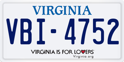 VA license plate VBI4752