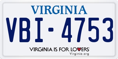 VA license plate VBI4753