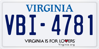 VA license plate VBI4781
