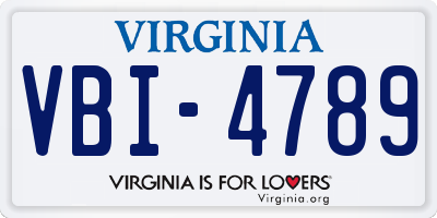 VA license plate VBI4789