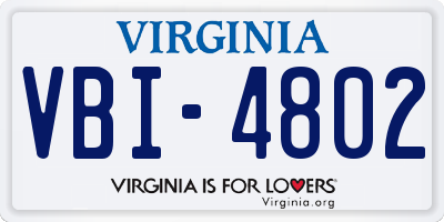 VA license plate VBI4802