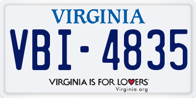 VA license plate VBI4835