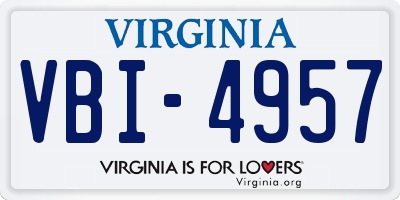 VA license plate VBI4957